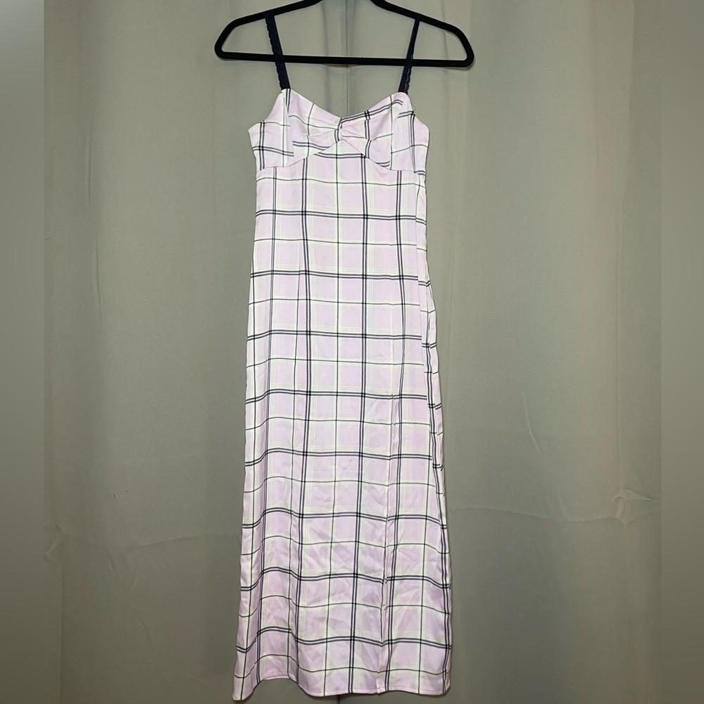 Urban Outfitters Cher Plaid Satin Midi Dress